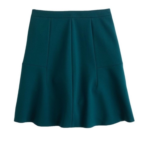 J.Crew Double Crepe Fluted Skirt Green Women’s Size 6 - Picture 3 of 7